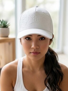 White Lotus Embossed Snapback Hat #sustainable #recycled